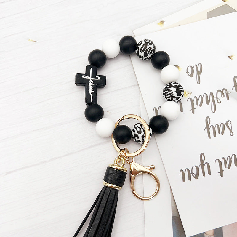 Wholesale Cross Silicone Beaded Keychain